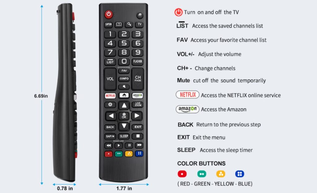 TV Remote Control (Compact Models)