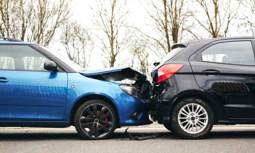 Two Sedan Cars End-to-End