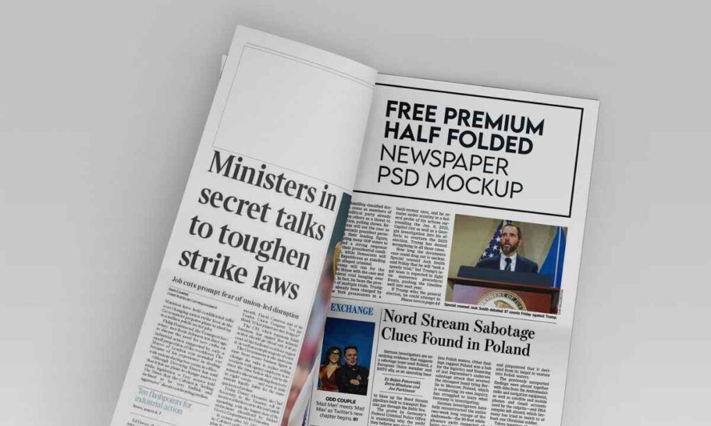 A Folded Newspaper (Half Page Width)