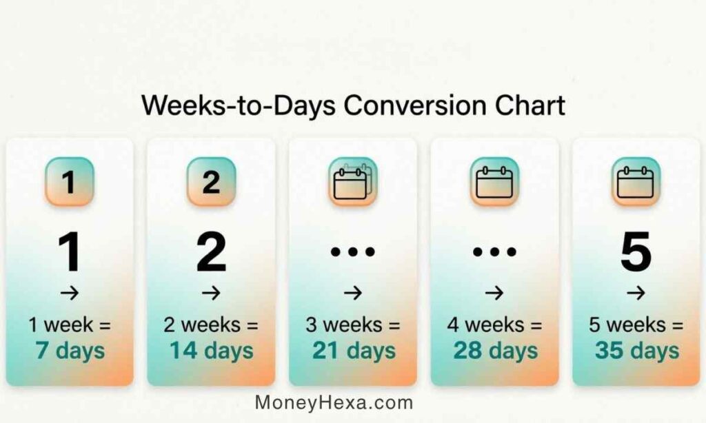 Weeks-to-Days Conversion Chart