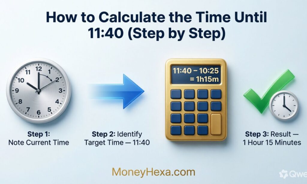 How to Calculate the Time Until 11:40 (Step by Step)