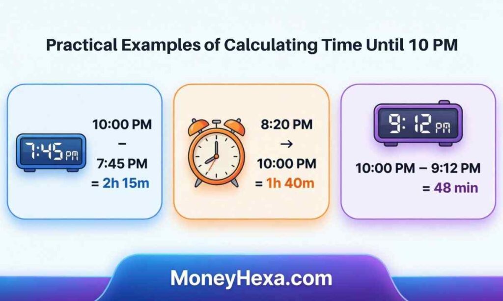 Practical Examples of Calculating Time Until 10 PM