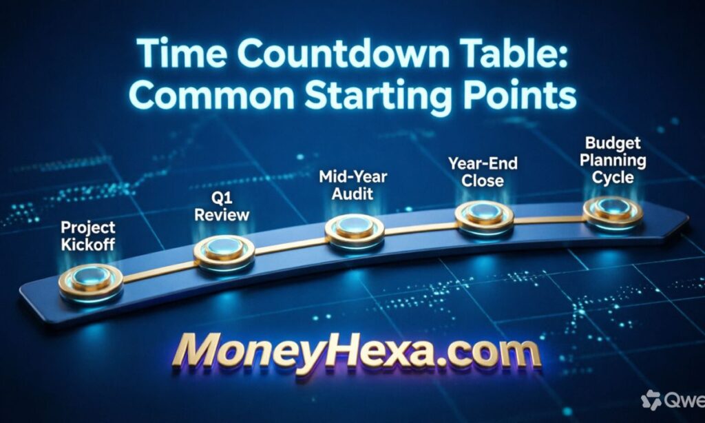 Time Countdown Table Common Starting Points