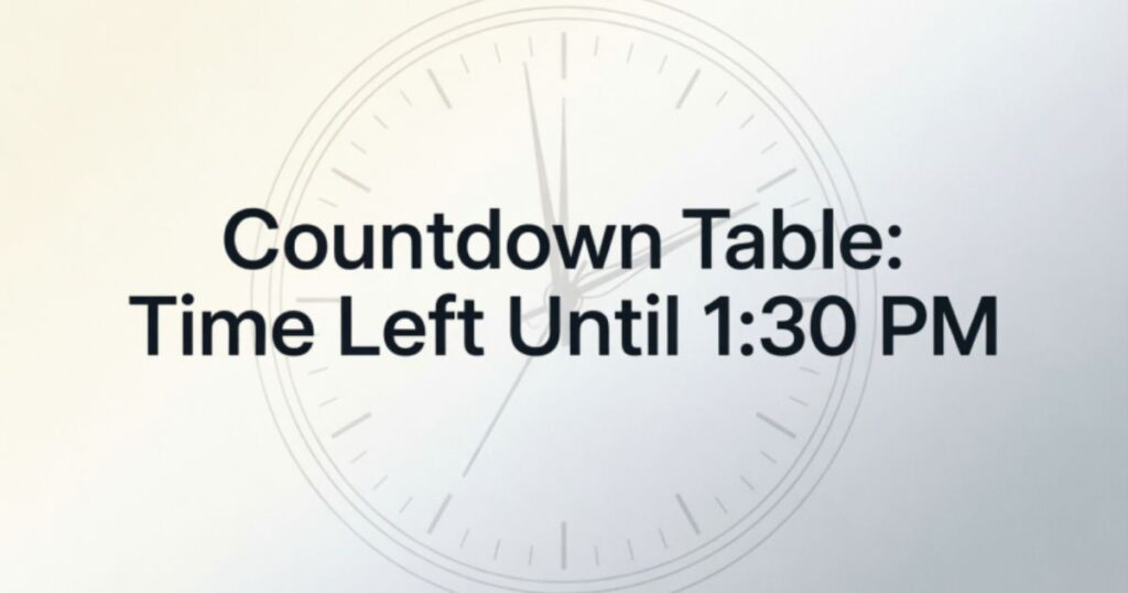 Countdown Table Time Left Until 130 PM